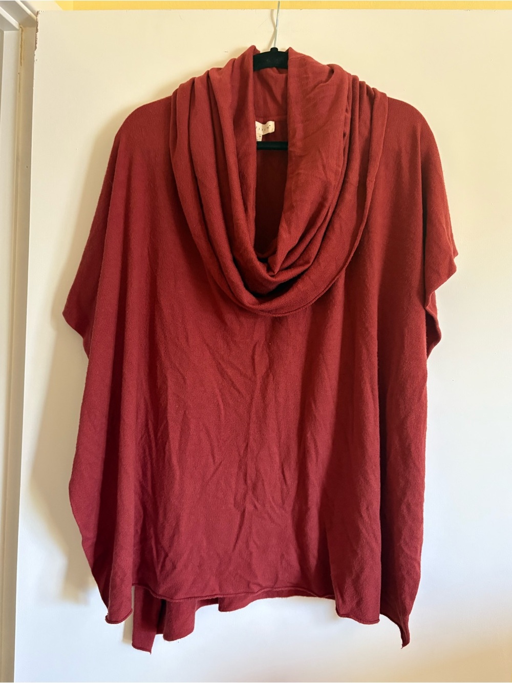 Lovestitch Women’s Brick Color Knit Cowl Neck Poncho OS